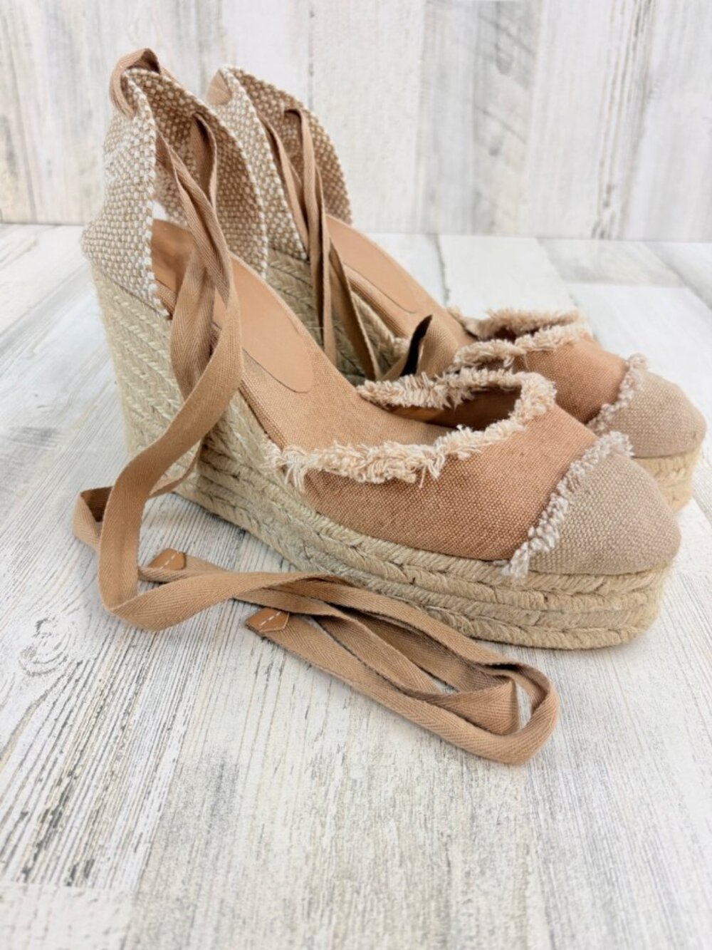 Castaner Catalina Sz 41 Raw Edge Ivory Espadrilles Platform Sandals
